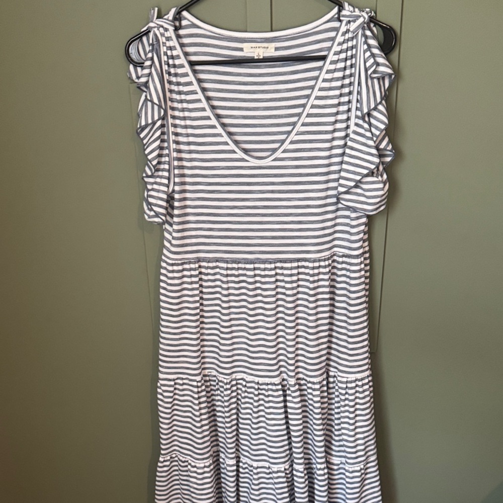 Max Studio Black and White Striped Midi Dress